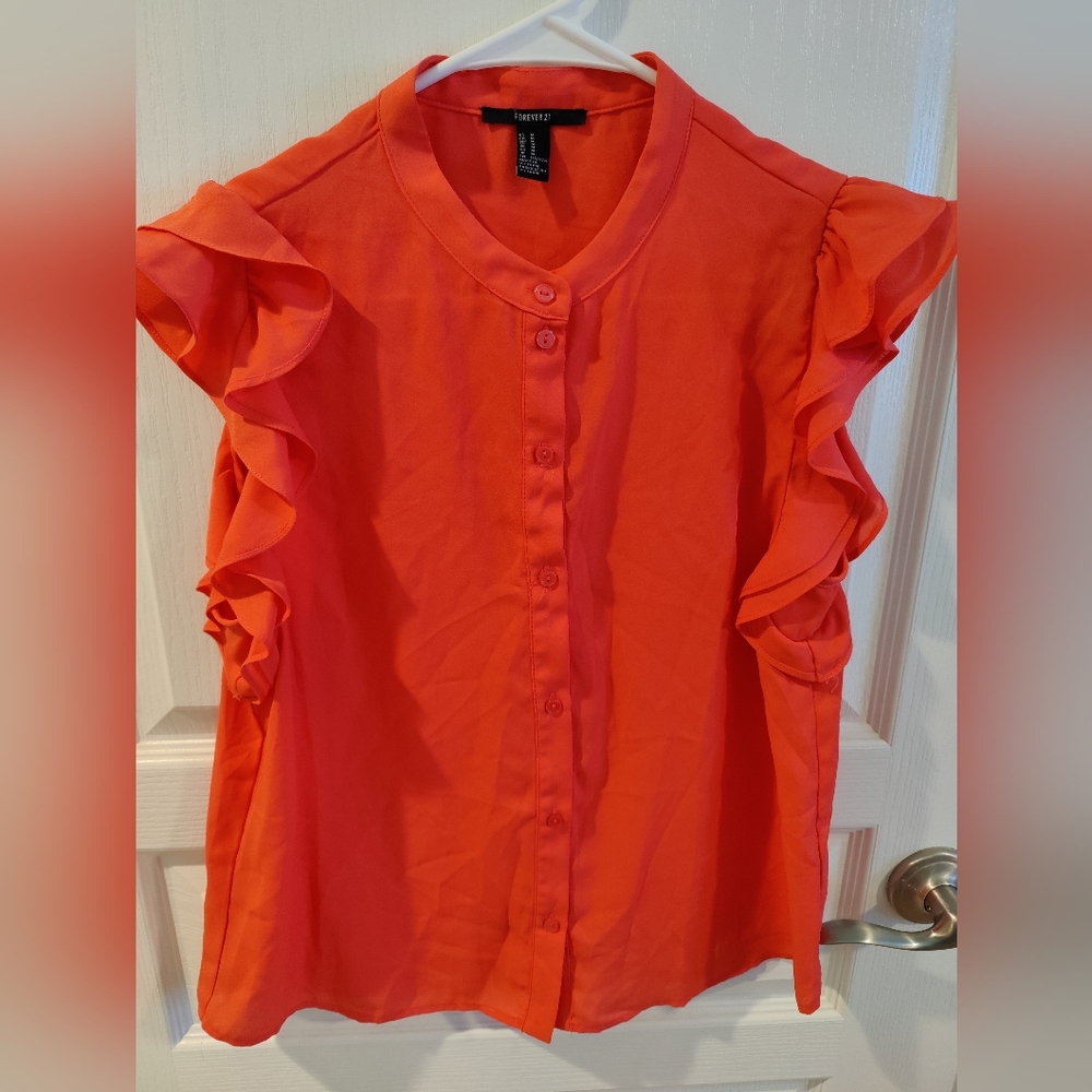 Forever 21 Orange button blouse